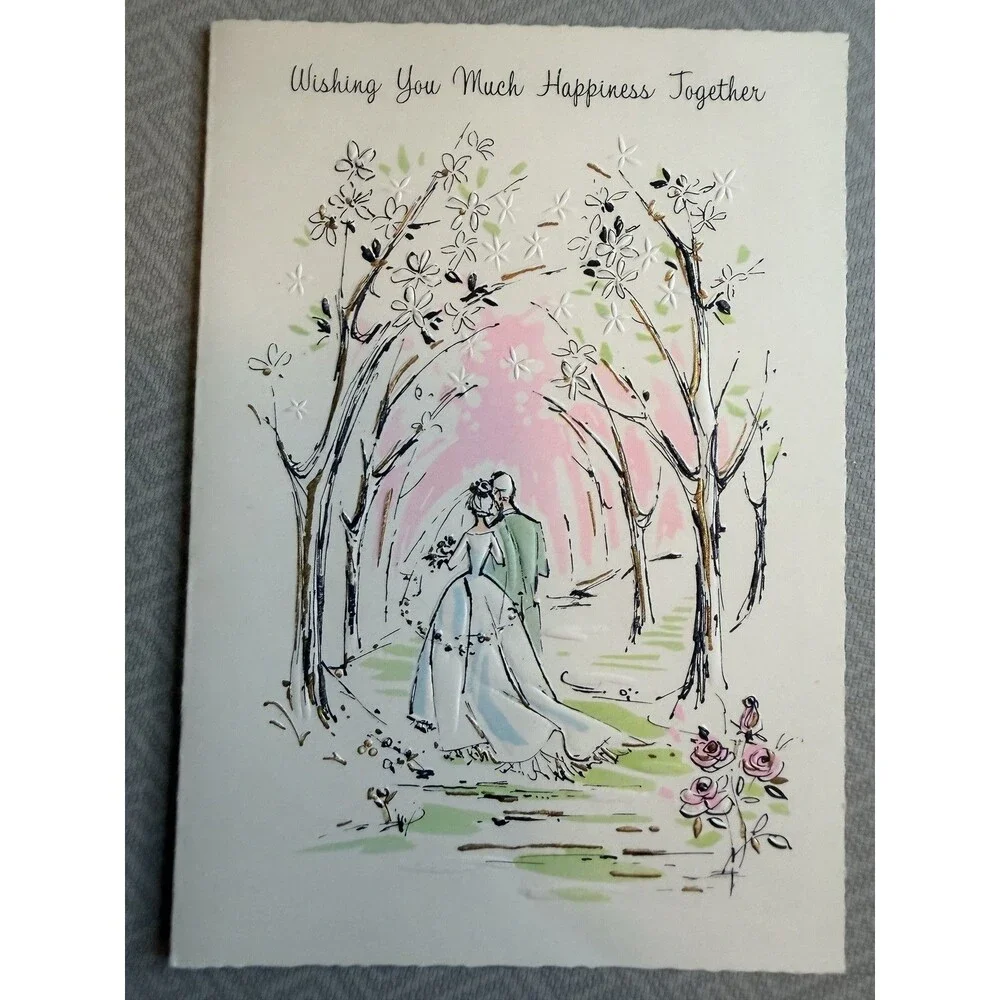 Lot of 33 Vintage Wedding Greeting Cards Used June 1965 Graphic Embossed Glitter